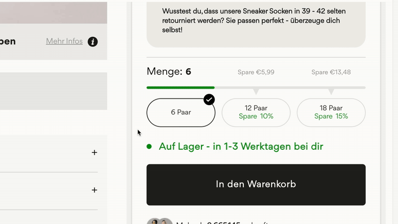 Mengenauswahl als Preisstaffel
